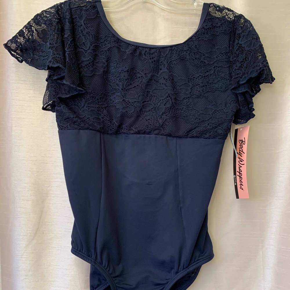 BODYWRAPPERS Girls Flutter Sleeve Leotard NAVY